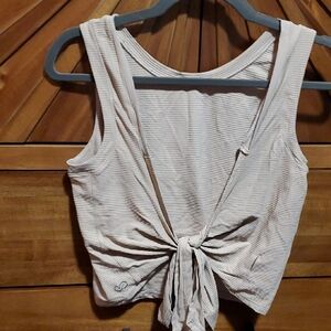Women’s Cream Tie-Front Ribbed Tank Top